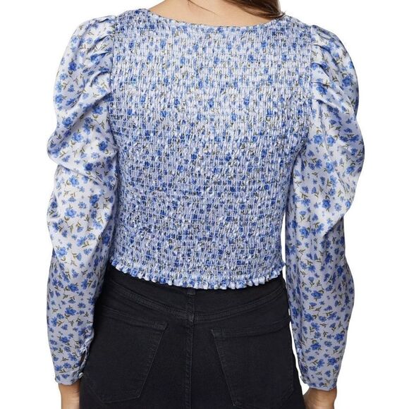 Lost & Wander Violetta Sweetheart Neck Balloon Sleeve Smocked Floral Top Lg NEW - Picture 6 of 9